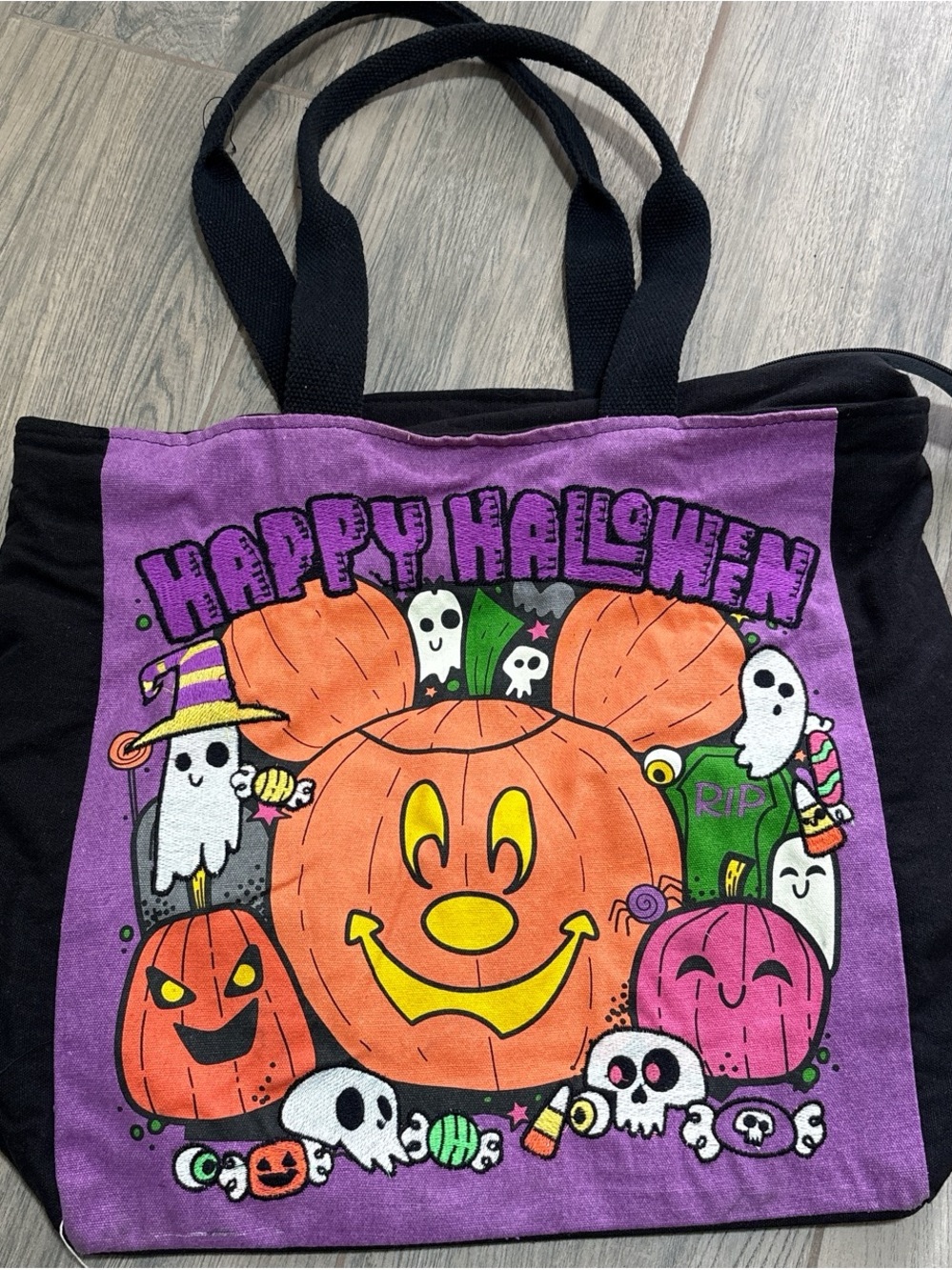 Disney Parks Mickey Mouse Halloween Tote Bag Purple Orange Black